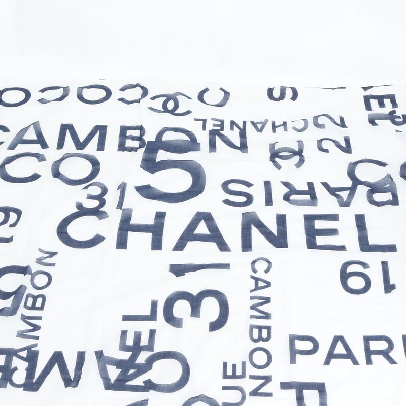 Chanel Bisie Scarf Large Navy White Shawl