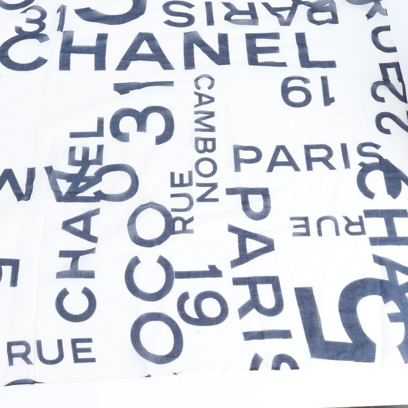 Chanel Bisie Scarf Large Navy White Shawl