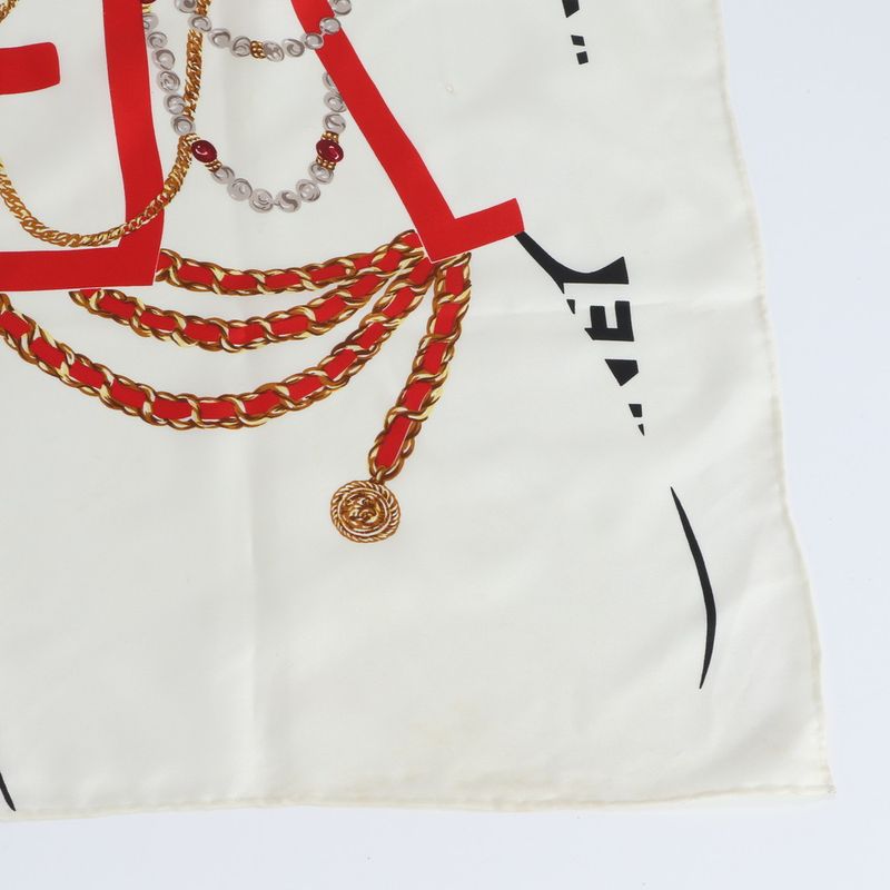 Chanel Mademoiselle Pattern Scarf Coco Shawl Black Beige Red