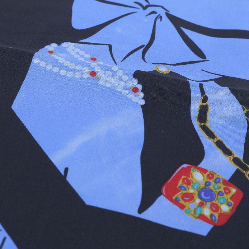 Chanel Mademoiselle Pattern Scarf Coco Quilted Shawl Black Blue