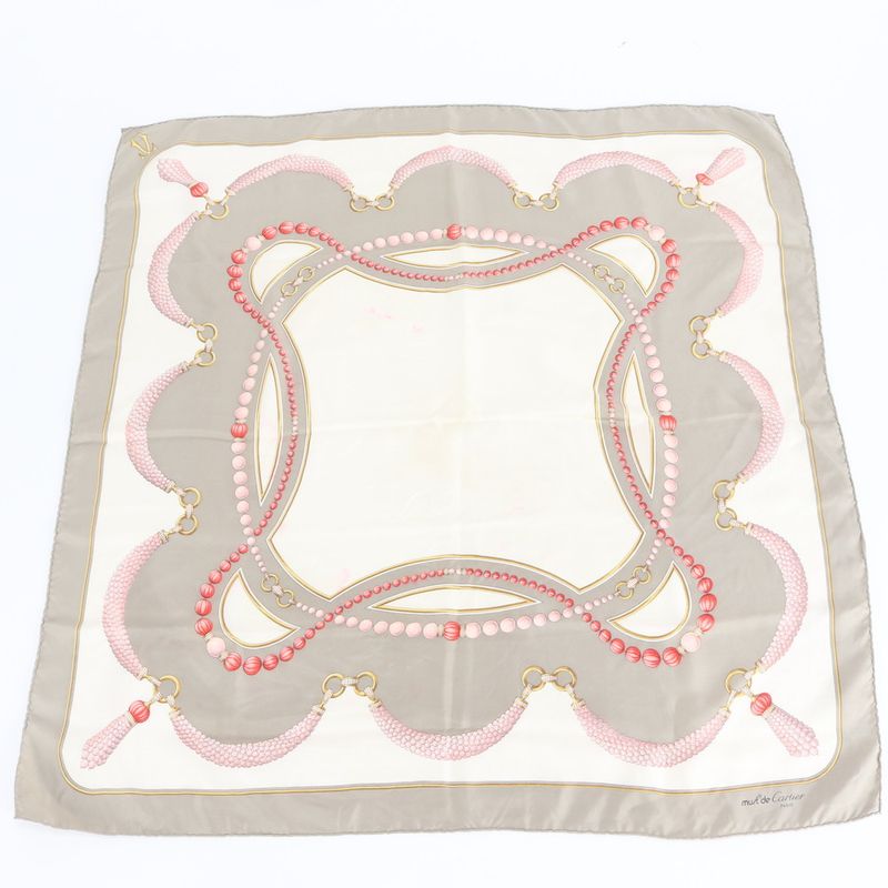 Cartier Scarf Pattern Shawl Gray Beige