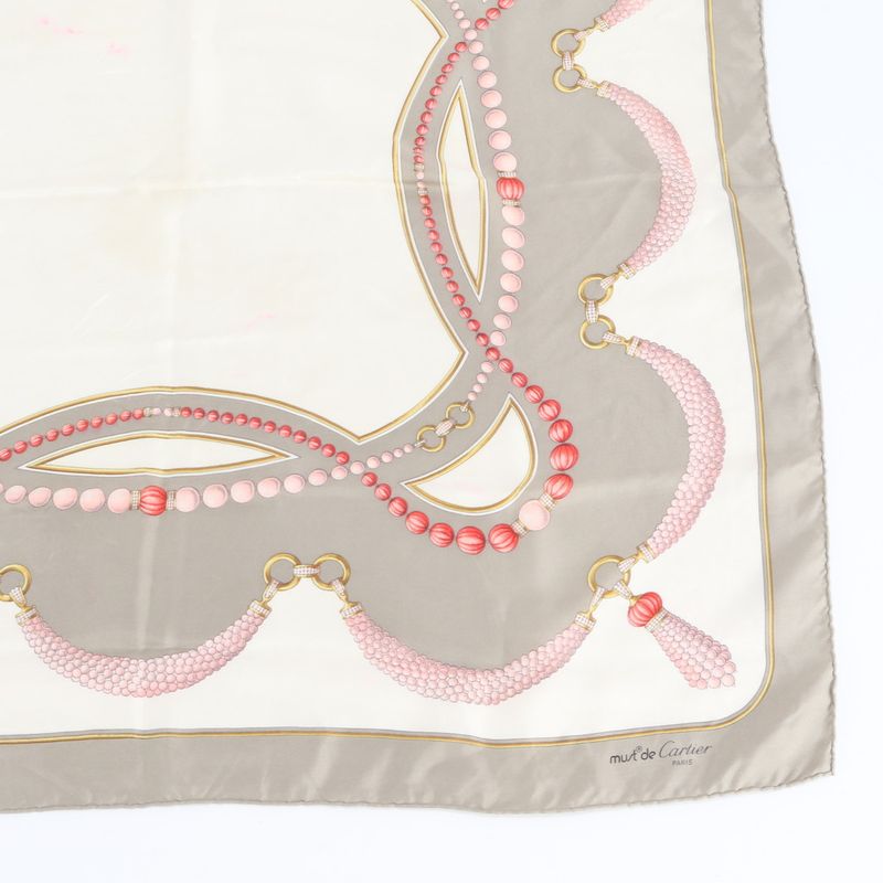 Cartier Scarf Pattern Shawl Gray Beige