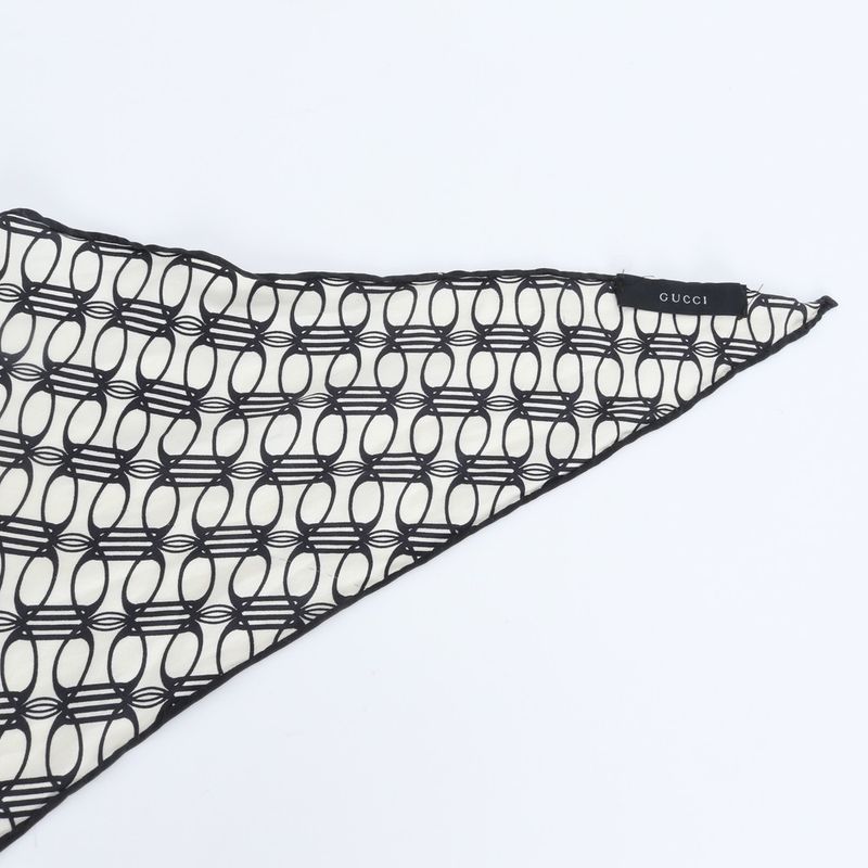 Gucci Tag All Over Pattern Monogram Scarf Black Shawl Rem X White