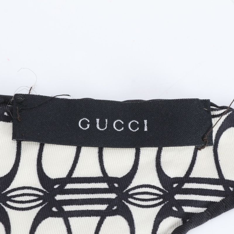 Gucci Tag All Over Pattern Monogram Scarf Black Shawl Rem X White