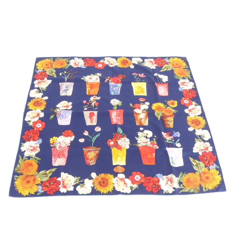 Gucci Silk Scarf Flower Potted Sunflower Floral Pattern