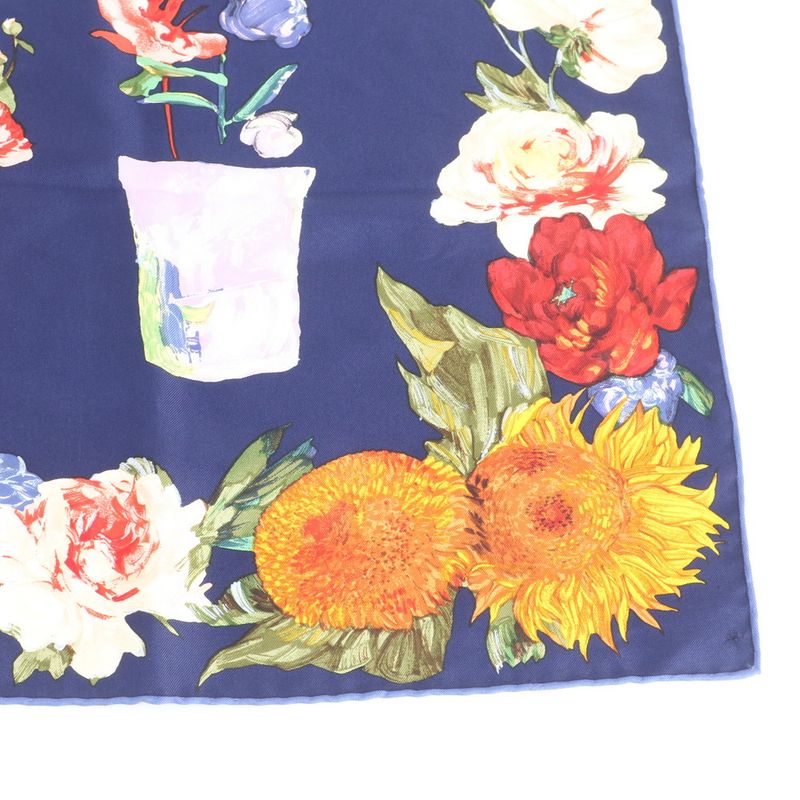 Gucci Silk Scarf Flower Potted Sunflower Floral Pattern