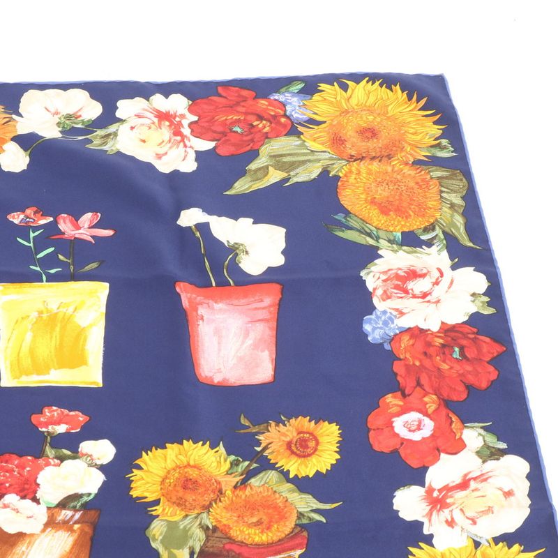 Gucci Silk Scarf Flower Potted Sunflower Floral Pattern