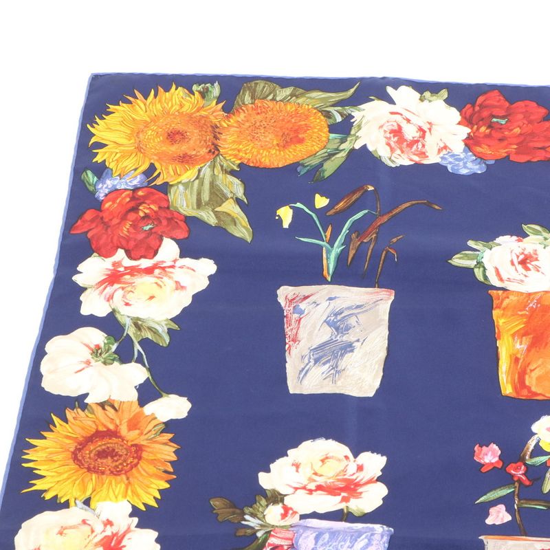 Gucci Silk Scarf Flower Potted Sunflower Floral Pattern