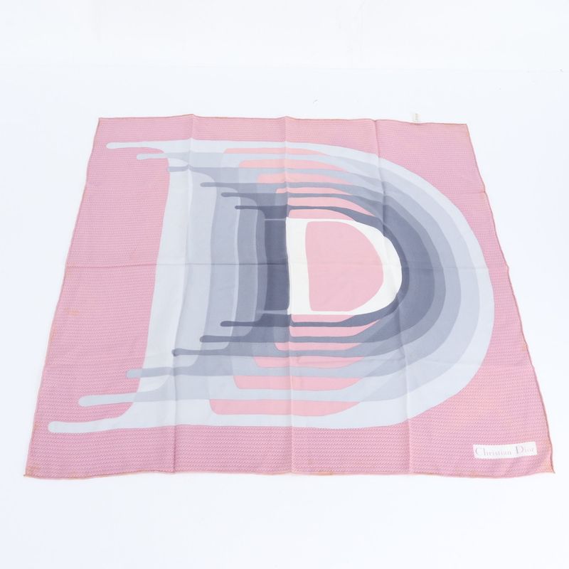 Dior Tagged Silk D Logo Pink Shawl Scarf