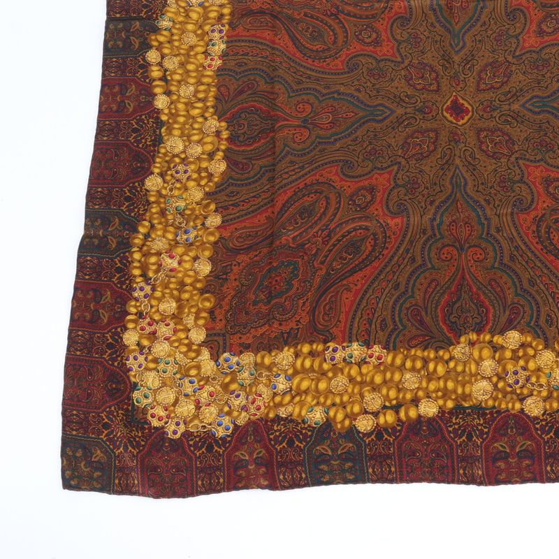 Chanel Silk Scarf Paisley Pattern Gripois Wine Red