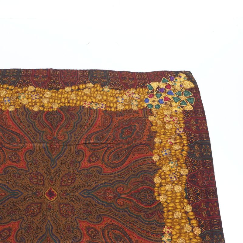 Chanel Silk Scarf Paisley Pattern Gripois Wine Red