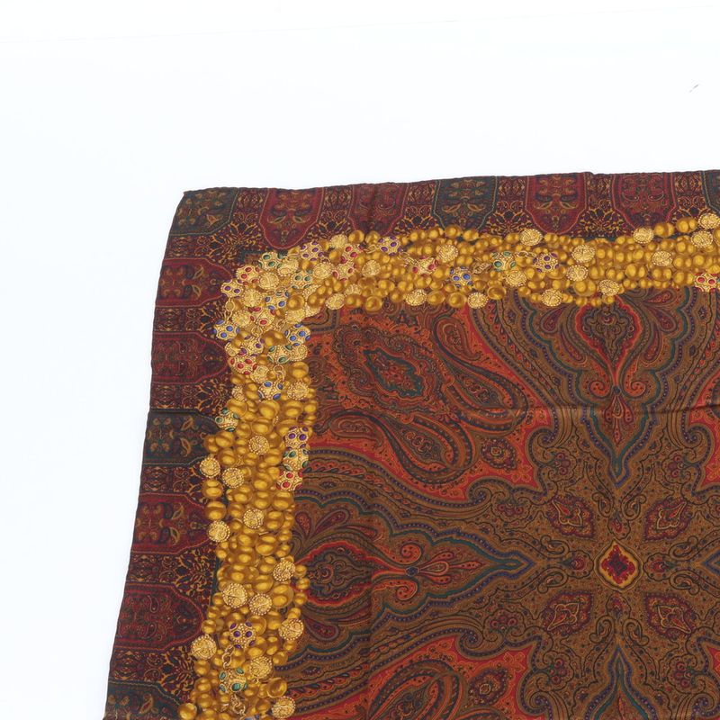 Chanel Silk Scarf Paisley Pattern Gripois Wine Red