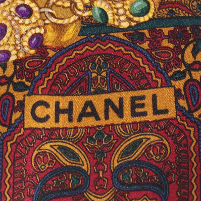 Chanel Silk Scarf Paisley Pattern Gripois Wine Red