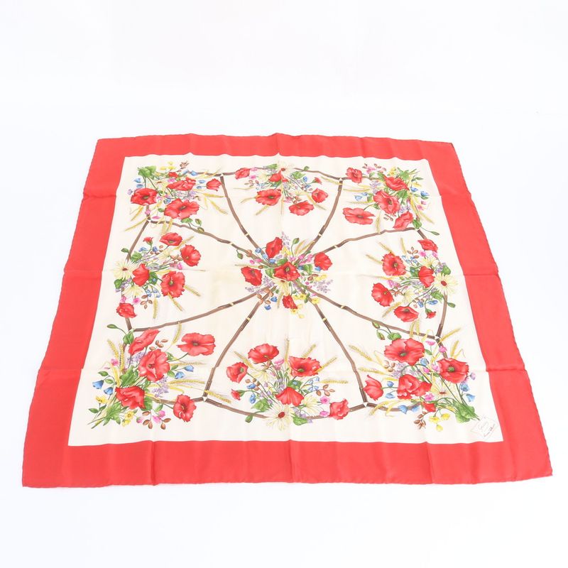 Gucci Flower Floral Scarf Shawl Red Rem
