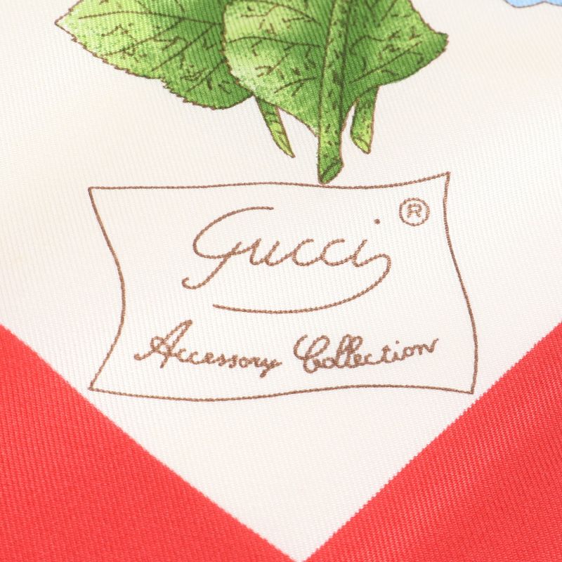 Gucci Flower Floral Scarf Shawl Red Rem