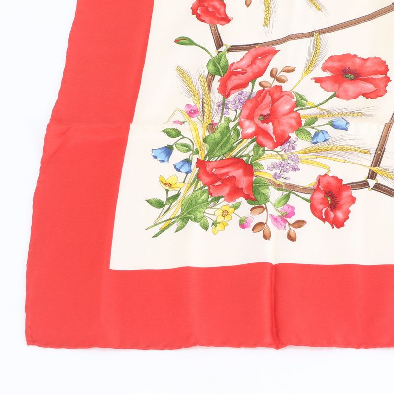 Gucci Flower Floral Scarf Shawl Red Rem