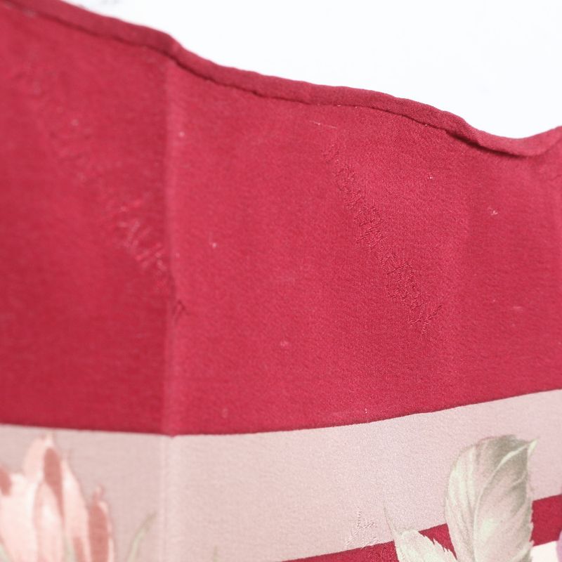 Saint Laurent Yves Tag YSL Silk Scarf Flower Floral Pattern Shawl Bordeaux