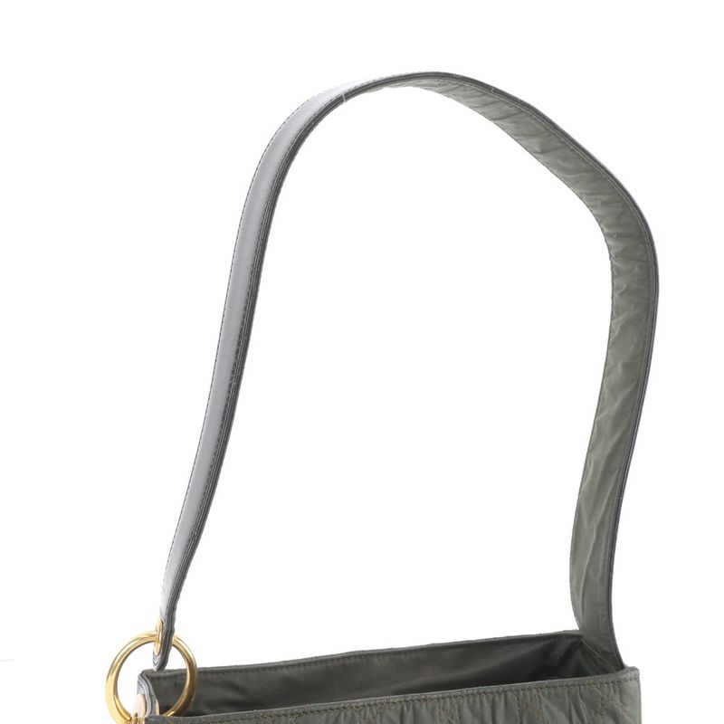 Dior Cannage Khaki Leather Nylon Shoulder Bag Brown