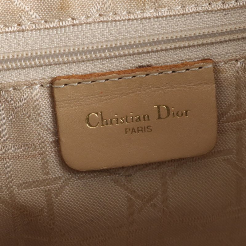 Dior Cannage Khaki Leather Nylon Shoulder Bag Brown