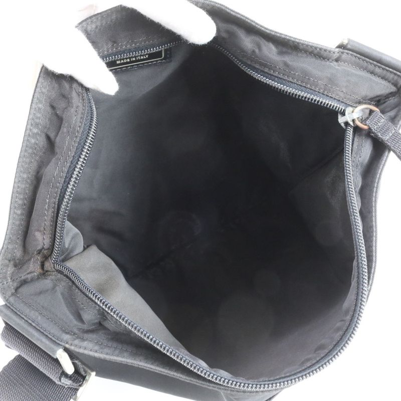 Prada Tessuto Nylon Triangle Logo Leather Shoulder Bag