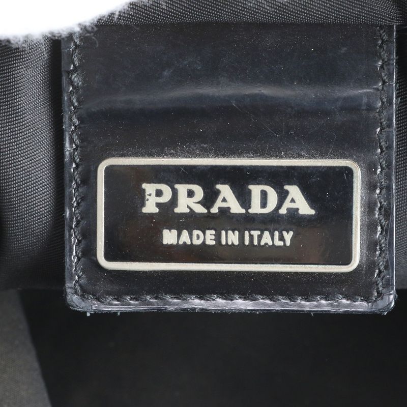 Prada Tessuto Nylon Triangle Logo Leather Shoulder Bag