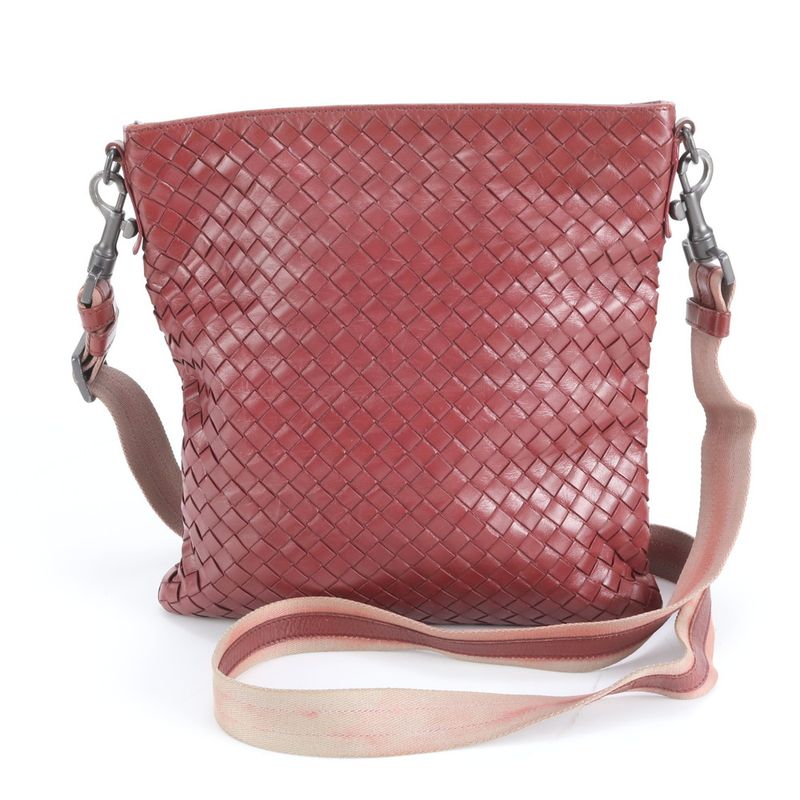 Bottega Veneta Intrecciato Leather Shoulder Bag Bordeaux