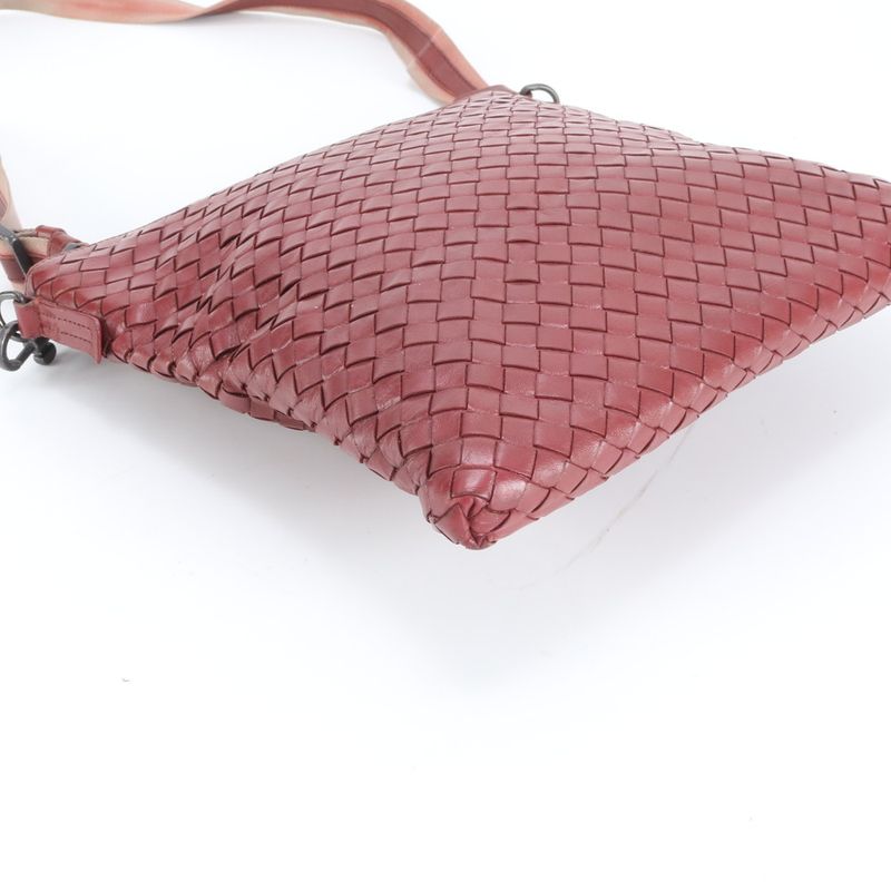 Bottega Veneta Intrecciato Leather Shoulder Bag Bordeaux
