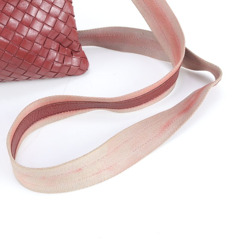 Bottega Veneta Intrecciato Leather Shoulder Bag Bordeaux