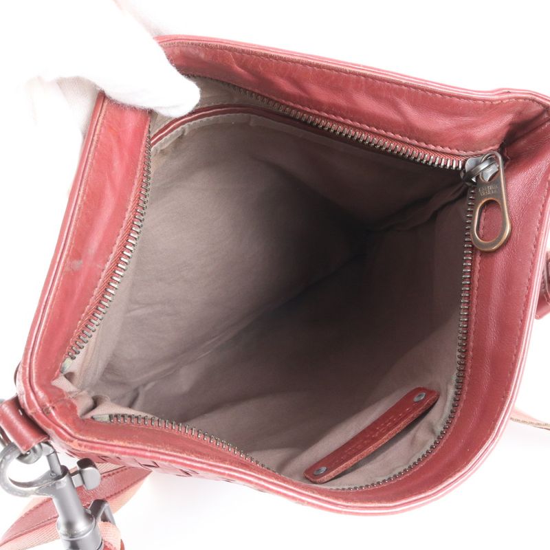 Bottega Veneta Intrecciato Leather Shoulder Bag Bordeaux