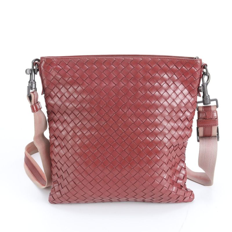 Bottega Veneta Intrecciato Leather Shoulder Bag Bordeaux