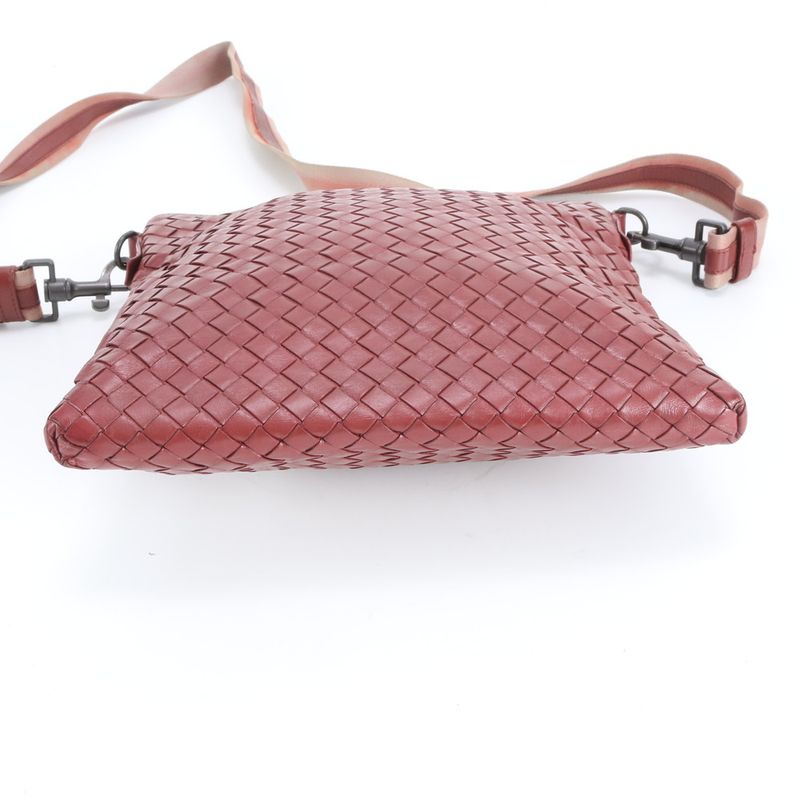 Bottega Veneta Intrecciato Leather Shoulder Bag Bordeaux