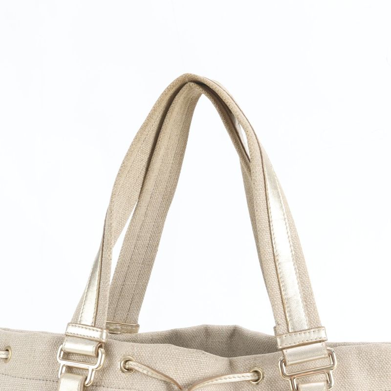 Saint Laurent Yves Kahala Leather Canvas Tote Shoulder
