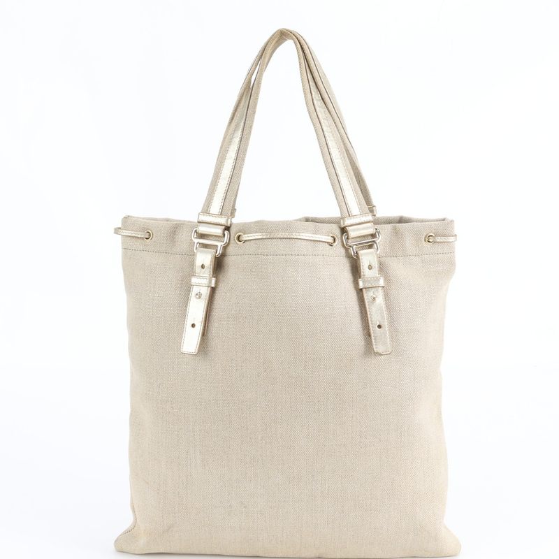 Saint Laurent Yves Kahala Leather Canvas Tote Shoulder