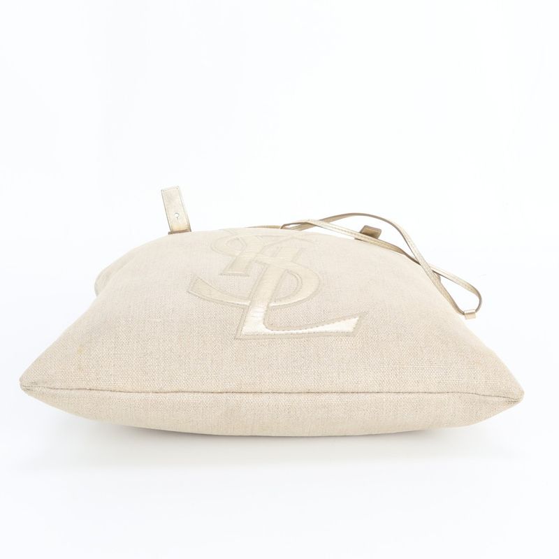 Saint Laurent Yves Kahala Leather Canvas Tote Shoulder