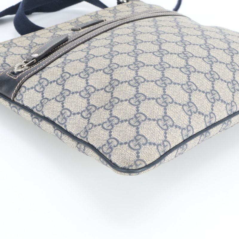 Gucci GG Supreme Leather Shoulder Bag Crossbody Messenger Business Navy Beige