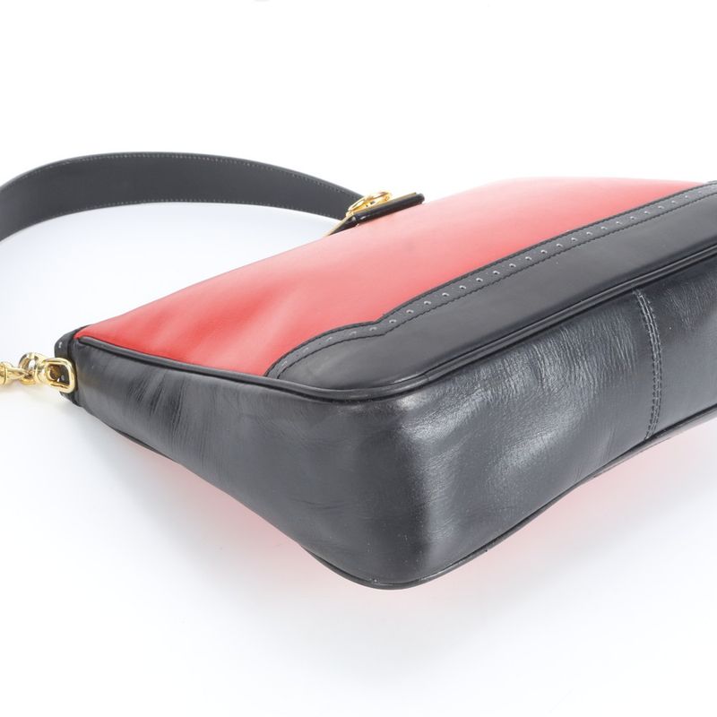 Celine Leather Shoulder Bag Red Black