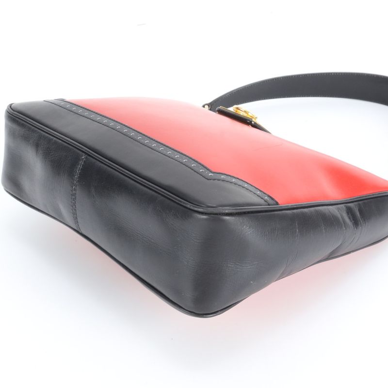 Celine Leather Shoulder Bag Red Black