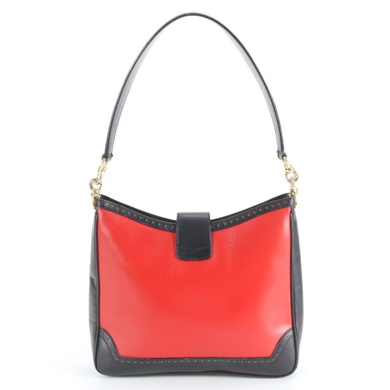 Celine Leather Shoulder Bag Red Black