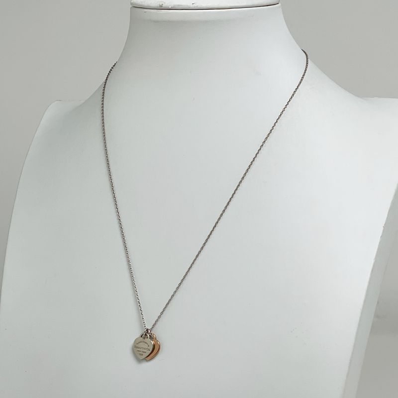 Tiffany & Co Return to Double Necklace Silver Pink