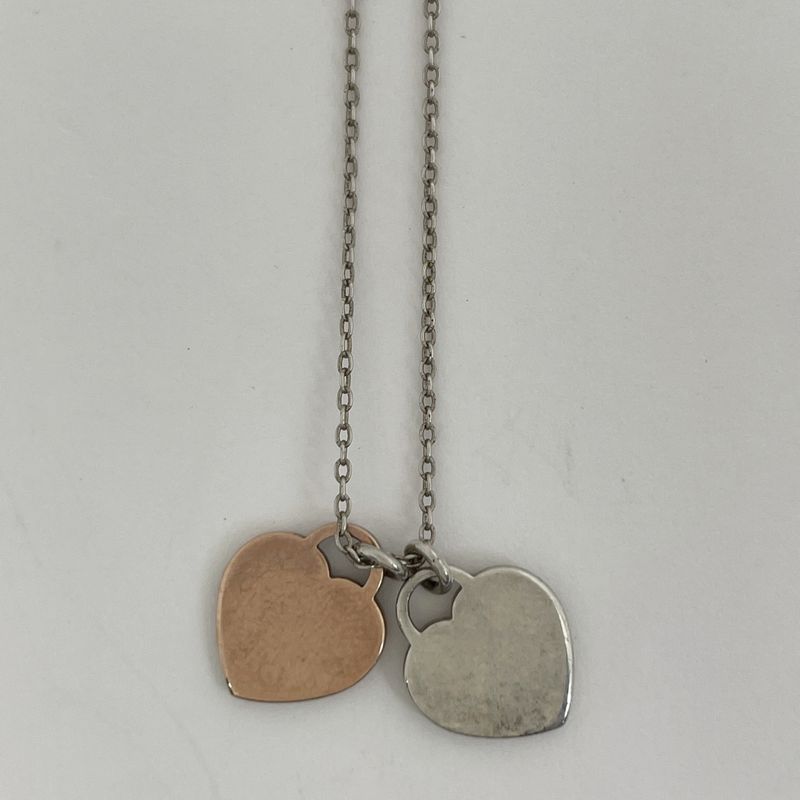 Tiffany & Co Return to Double Necklace Silver Pink