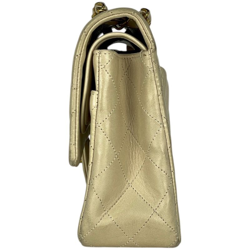 Chanel Quilted Double Flap Chain Shoulder Bag CC Logo Leather Ivory