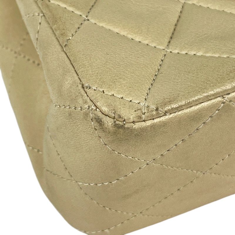 Chanel Quilted Double Flap Chain Shoulder Bag CC Logo Leather Ivory