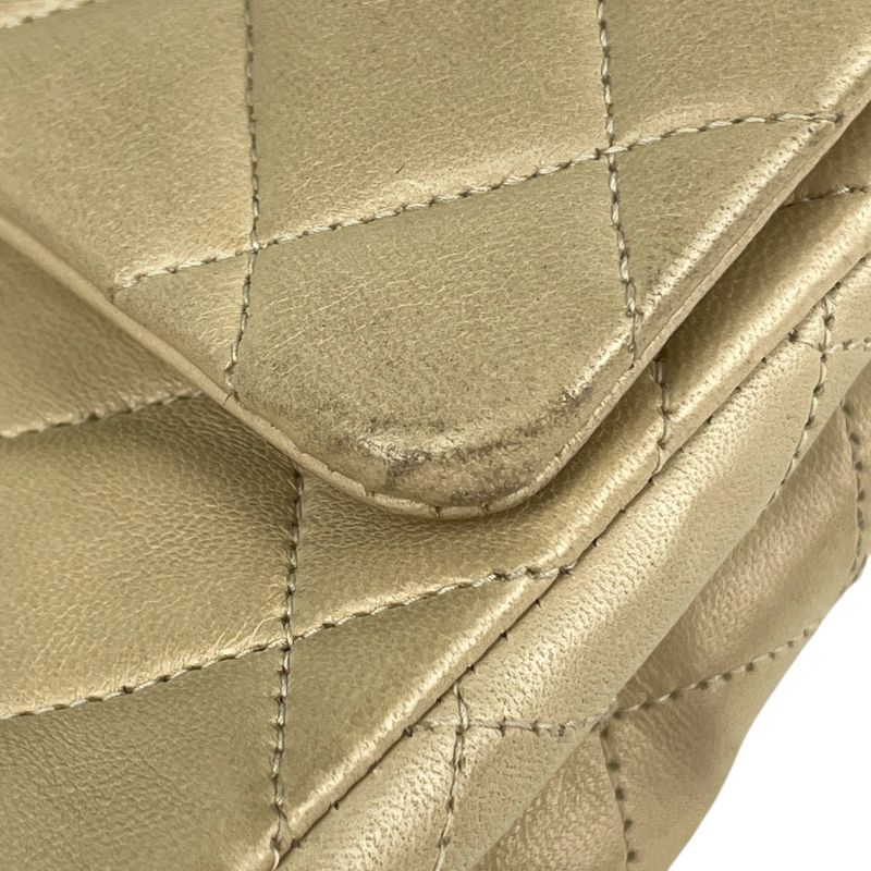 Chanel Quilted Double Flap Chain Shoulder Bag CC Logo Leather Ivory