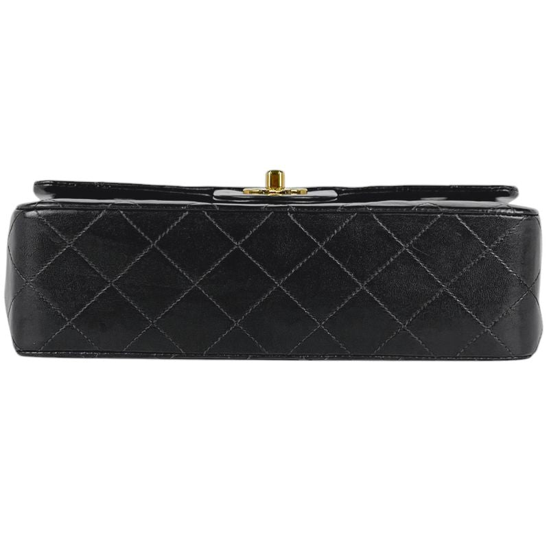 Chanel Quilted Double Flap Chain Shoulder Bag CC Logo Leather Black