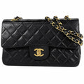 Chanel Quilted Double Flap Chain Shoulder Bag CC Logo Leather Black