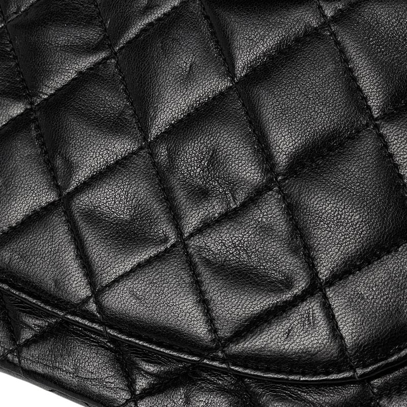 Chanel Quilted Double Flap Chain Shoulder Bag CC Logo Leather Black