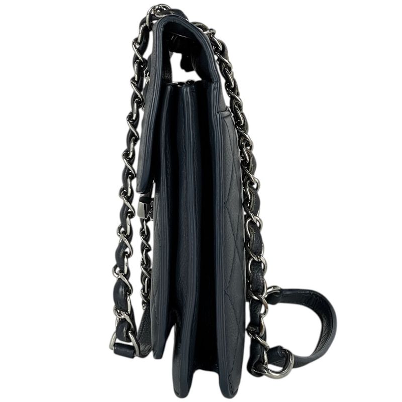 Chanel CC Logo Chain Shoulder Bag Caviar Leather Navy