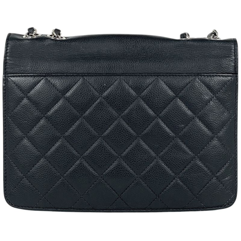 Chanel CC Logo Chain Shoulder Bag Caviar Leather Navy