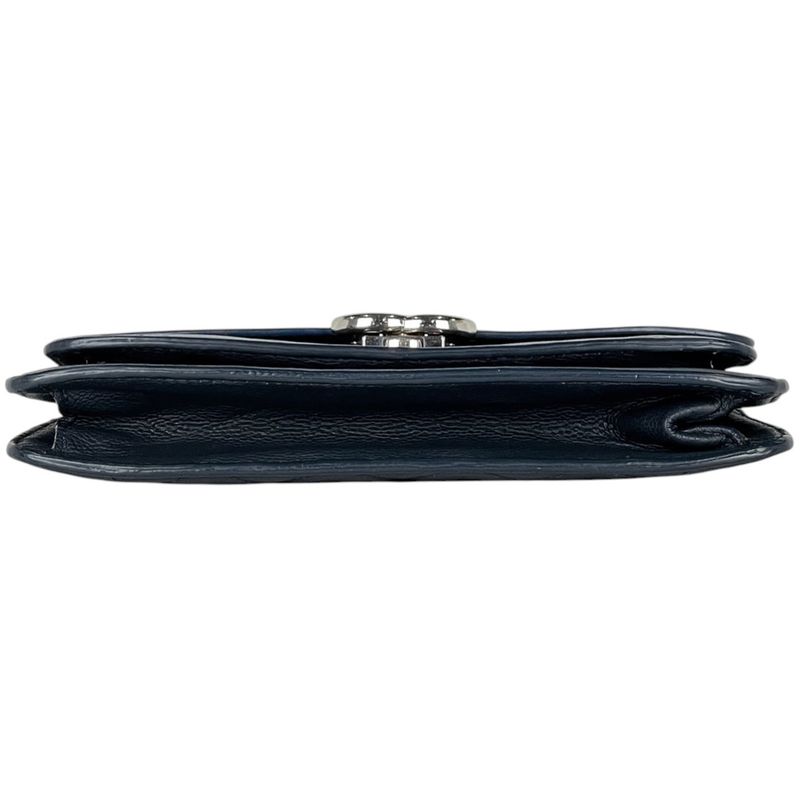 Chanel CC Logo Chain Shoulder Bag Caviar Leather Navy