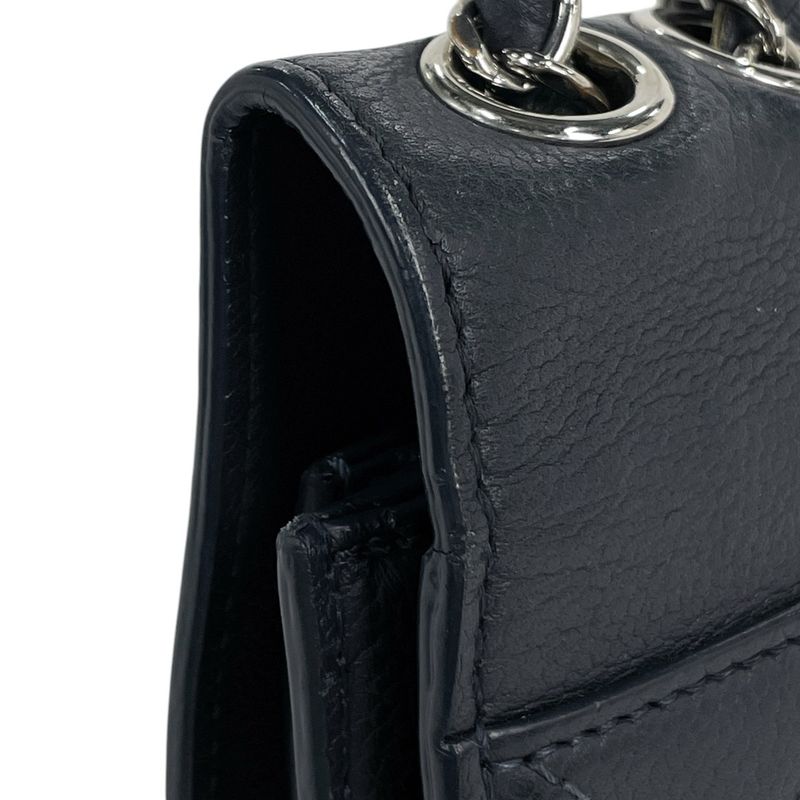 Chanel CC Logo Chain Shoulder Bag Caviar Leather Navy